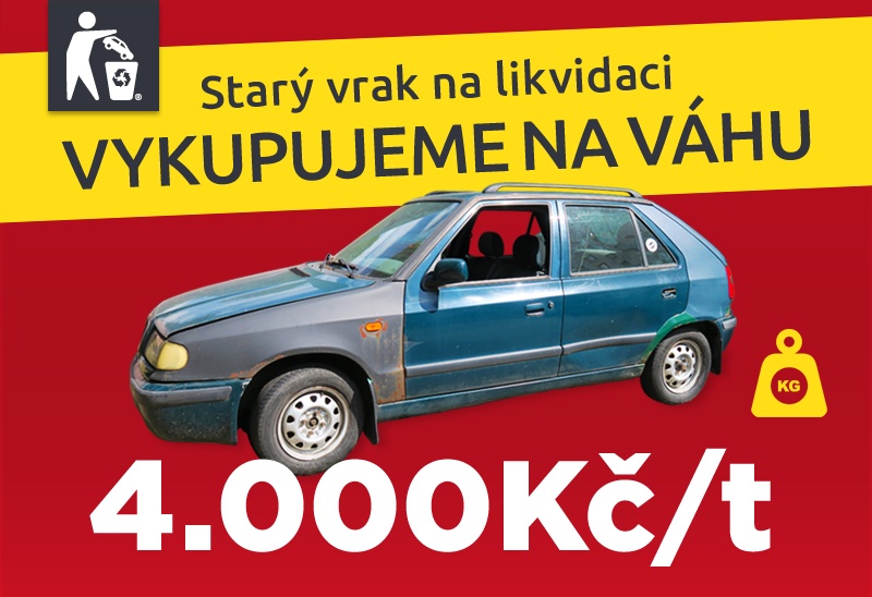 Bonus za autovrak na likvidaci - sběrna autovraků Milata